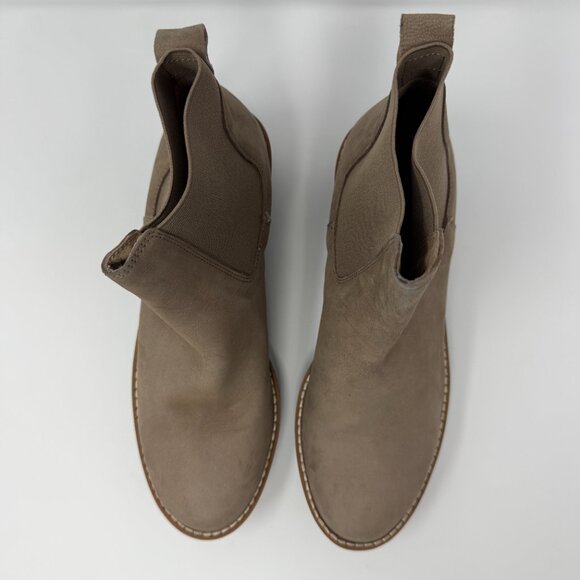 Eileen Fisher Lilou Suede Ankle Boot Women's 7 Tan Wedge Bootie Minimalist NWT - Picture 6 of 13